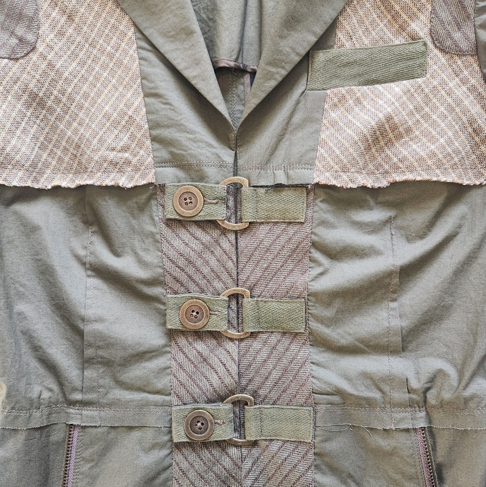 Vintage Y2K L.A.M.B. Jacket Size 4 Gwen Stefani Olive Green Plaid Cotton Linen - Picture 13 of 16